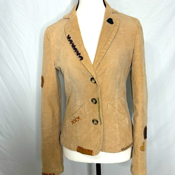 Moschino Corduroy Jacket with Leather embellishments and Topstitch details - Picture 1 of 10